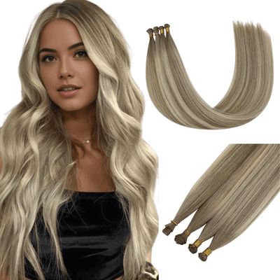 Full Shine Genius Weft Hair Extensions, Blonde with Brown Highlights, Balayage Weft Hair Extensions, 100% Virgin Human Hair, Seamless Weft Extensions, Natural Blend Hair Extensions, Thick Volume Hair Weft, Professional Salon Hair Extensions, Invisible Weft Hair, Soft Silky Hair Extensions