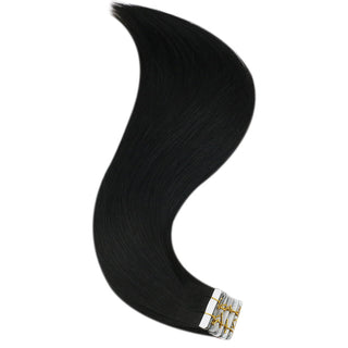 Full Shine virgin hair injection tape extensions in black, created for professional salon applications and natural hair blending.