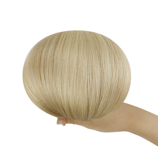 Full Shine virgin hair injection tape extensions in brown to blonde ombre, created for seamless installation and salon transformations.