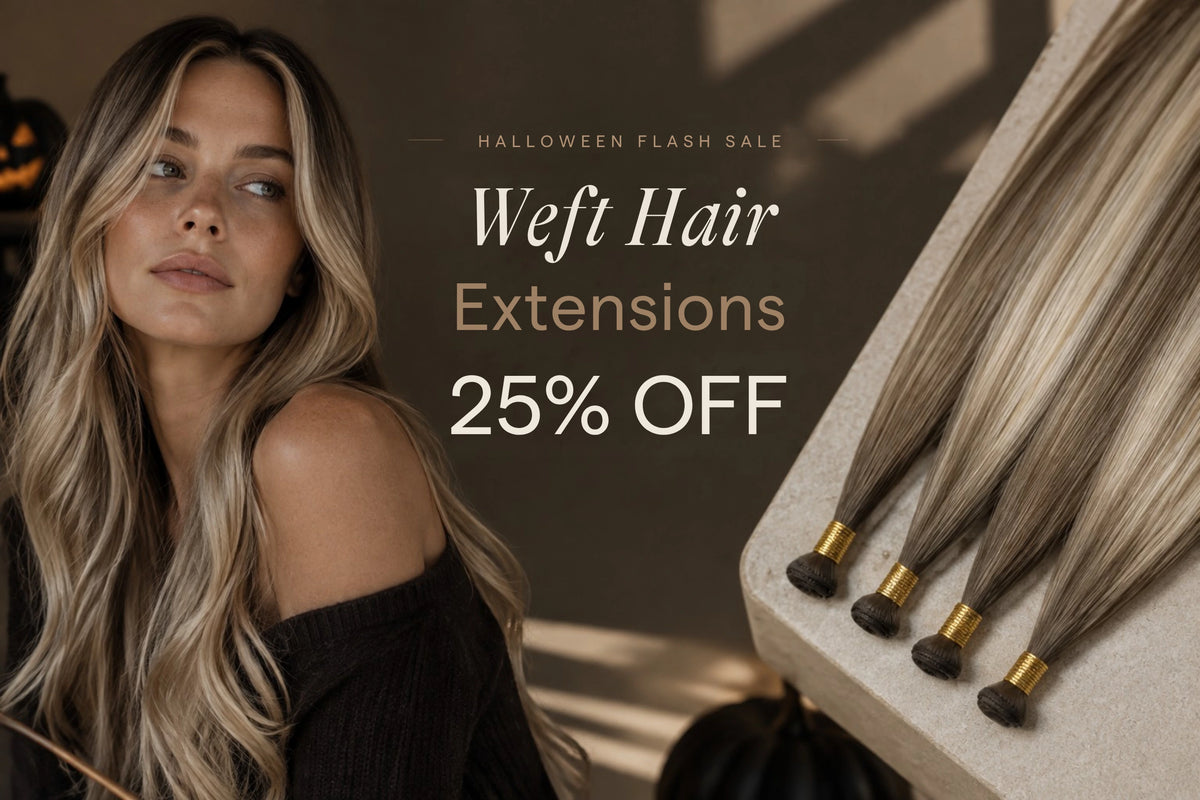Full Shine Weft Hair Extensions flash sale with 25% off, offering natural-looking length, volume, and seamless fullness for a limited time.