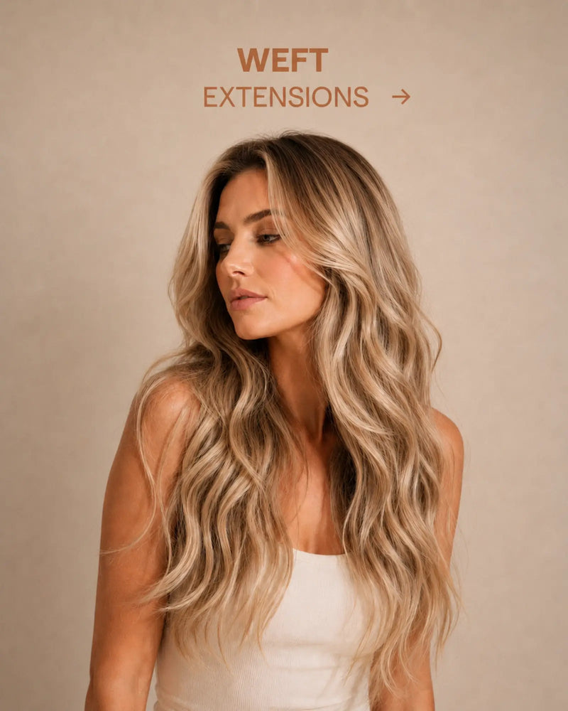 Full Shine weft hair extensions including genius weft and hand tied weft for natural volume length and seamless hair transformation