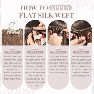 how to apply flat silk weft hair extensions_install teach hairstyle extensions silk flat weft salon virgin hair 