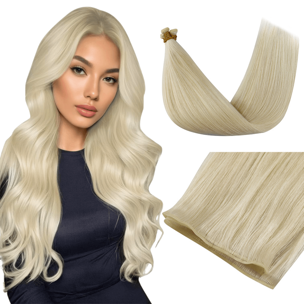 Platinum Blonde Human Hair Weft Extensions Genius Weft  display picture 1