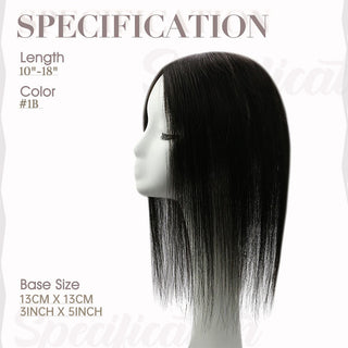 [SALE] Full Shine Lace Human Hair Wig Toppers 13cm*13cm For Women Hair Loss #1B Off Black-Clearance-Full Shine