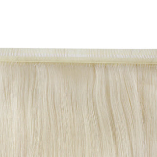 Full Shine Flat Silk Weft Virgin Sew In Human Hair Extensions（100%Human Hair） Platinum Blonde (#60)-Virgin Pu Hair Weft-Full Shine