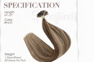 Fusion Nail U Tip Human Hair Extensions 100% Remy Hair Highlights (#P4/27)