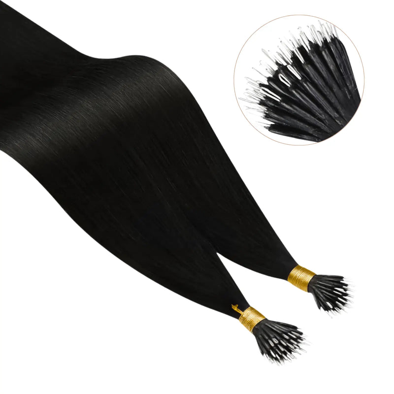 Experience the ultimate in comfort and invisibility with Nano Bead Hair Extensions, featuring ultra-small beads that lay flat against your scalp for a secure, long-lasting wear.