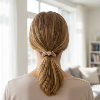 Heart Ribbon Scrunchies - Light Coffee Hair Ties