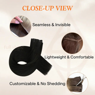 Full Shine Off Black Genius Weft Hair Extensions, Dark Brown #4, Virgin Human Hair, Hybrid Weft Hair Extensions, Sew-In Weft Hair Extensions, Volume Weft Hair Extensions, Premium Hair Weft, Seamless Hair Weft, Natural Hair Weft, Invisible Weft, Thick Hair Weft, Professional Hair Extensions, Real Human Hair Weft