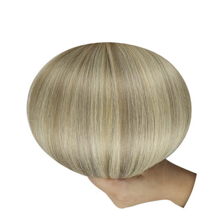 Full Shine Hand-Tied Genius Weft, Balayage Blonde Highlights Hair Extensions, Natural Brown Blend Weft Hair, Virgin Hair Extensions for Thin Hair, Lightweight Volume Weft, Salon Weaving Hair Extensions, Soft Texture Hair Weft, Seamless Hair Weft for Women, Natural Flowing Hair Extensions, 100% Human Hair Weft