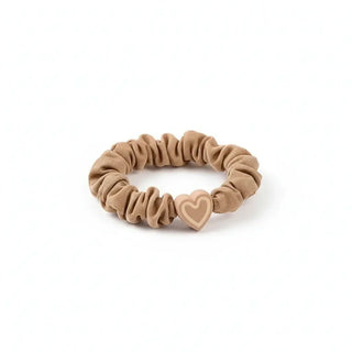 Heart Ribbon Scrunchies - Light Coffee Hair Ties