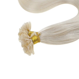 Add a silky, smooth texture to your hair with bleach blonde U Tip Hair Extensions, ideal for thickening and enhancing natural hair.