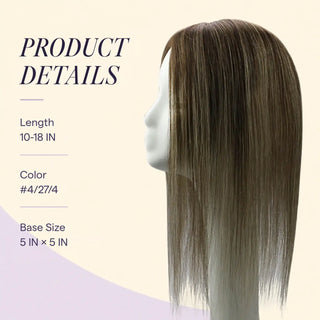 13x13cm Human Hair Toppers Mono Base Balayage Brown #4/27/4