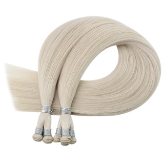 blonde hair bundles hand-tied weft hair extensions