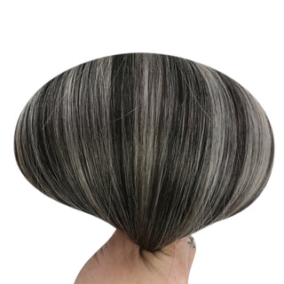 Full Shine Tape in Hair Extensions 100% Virgin Human Hair Balayage Highlights (#1B/Silver/1B)