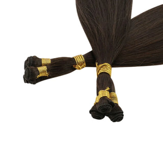 Dark brown Full Shine Hand Tied Weft Hair Extensions 100% Virgin Human hair extensions