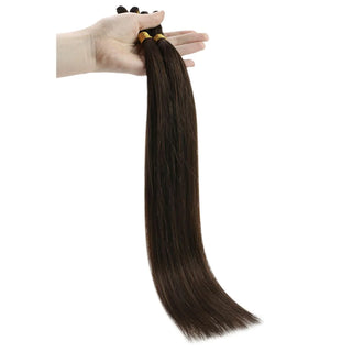Brown Hand Tied Weft Hair Extensions Full Shine 100% Virgin Human sew in weft hair extension
