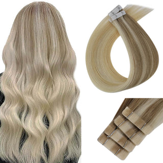 Full Shine Seamless Injection Tape in Extensions Virgin Human Hair Balayage (#18/22/60)-Seamless Injection Tape in extension-Full Shine