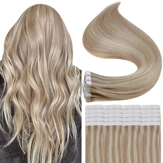 tape in real human hair extensions blonde