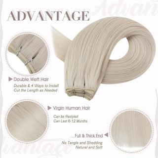 Full Shine 18 inch weft hair extensions made of virgin Brazilian human hair, natural-looking sew-in bundles, soft, tangle-free and long-lasting for salon styling.