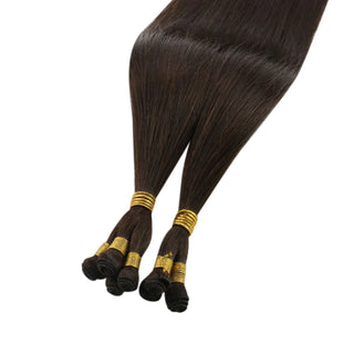 Virgin Handmade Hair Weft Hand Tied Weft Hair Extensions Full Shine 100% Virgin Human Dark brown