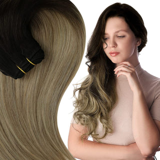 Full Shine Sew In Hair Weft Bundles 100% Remy Human Hair Balayage (#1B/8/22)