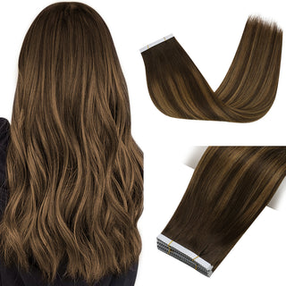[SALE] Full Shine Flower Injection Tape in Extensions Virgin Human Hair Balayage(#2/8/2)