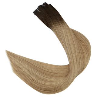 Full Shine Genius Weft Hair Extensions 100% Virgin Human Balayage  (#3/8/22)