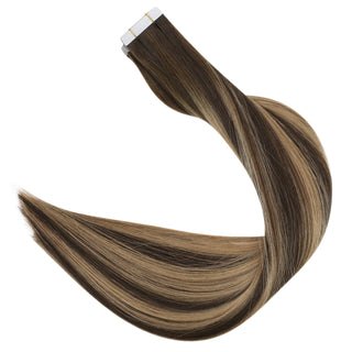 Full Shine Tape in Hair Extensions 100% Virgin Human Hair Balayage (#BM)-Virgin Tape In Extension-Full Shine