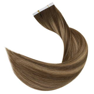 [SALE] Full Shine Flower Injection Tape in Extensions Virgin Human Hair Balayage Highlights (#4/27/4)-Flower Injection Tape in extension-Full Shine