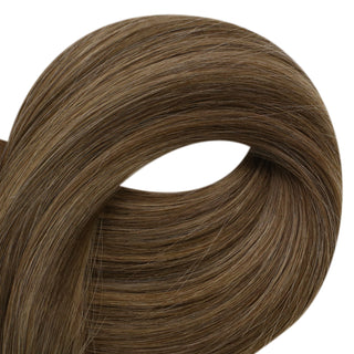 Full Shine Genius Weft Hair Extensions 100% Virgin Human Balayage Highlights (#4/27/4)-Virgin Genius Hair Weft-Full Shine