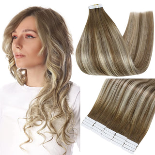 Full Shine Tape in Hair Extensions Remy Human Hair Balayage Highlights (#6/60/6)