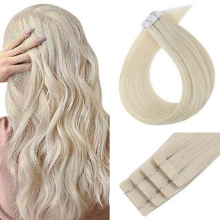 Full Shine Seamless Injection Tape in Extensions Virgin Human Hair Platinum Blonde (#60)-Seamless Injection Tape in extension-Full Shine