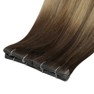 Full Shine Seamless Injection Tape in Extensions Virgin Human Hair Balayage Highlights (#3/8/22)-Seamless Injection Tape in extension-Full Shine
