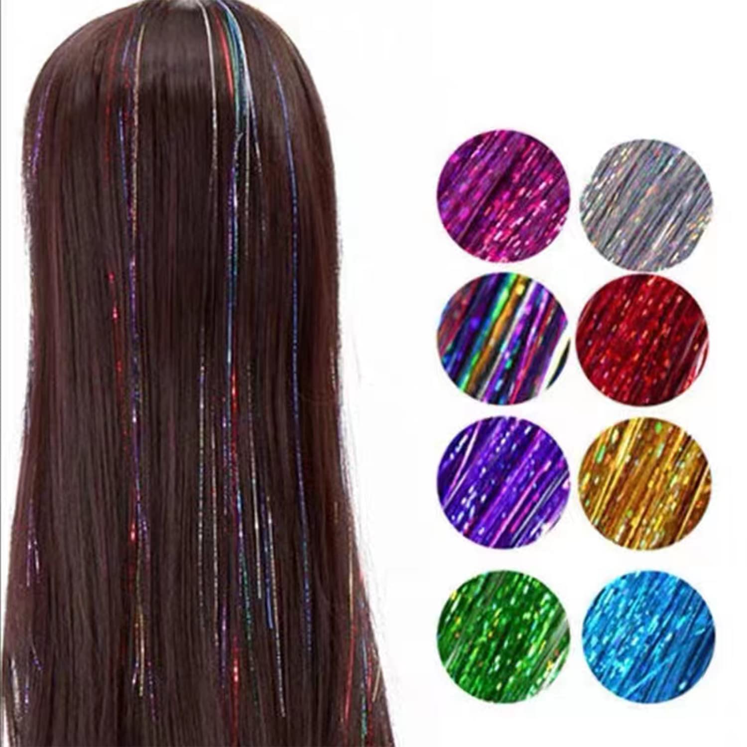 Hair Tinsel Kit, 10 Colors Tinsel Hair Extensions with Tools (a Plier+a  Pulling Needle