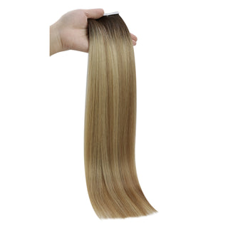 [SALE] Full Shine Flower Injection Tape in Extensions Virgin Human Hair Balayage Highlights (#3/8/22)-Flower Injection Tape in extension-Full Shine