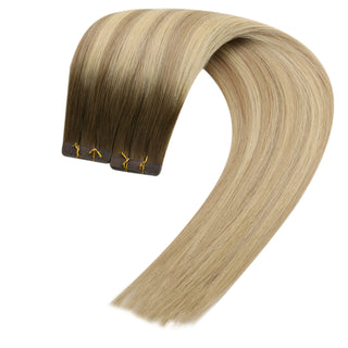 [SALE] Full Shine Tape in Hair Extensions 100% Virgin Human Hair Balayage (#4/10/16)