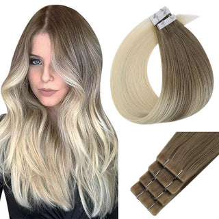 Full Shine Seamless Injection Tape in Extensions Virgin Human Hair Balayage Ombre (#8/60)