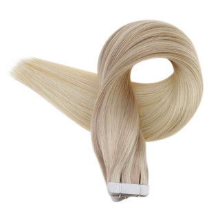 blonde balayage human hair tape on