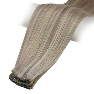 Full Shine Genius Weft Hair Extensions 100% Virgin Human Highlights (#P19/60)-Virgin Genius Hair Weft-Full Shine