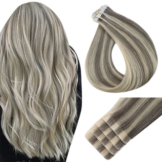 Full Shine Seamless Injection Tape in Extensions Virgin Human Hair Highlights (#P19/60)