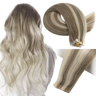 Full Shine Seamless Injection Tape in Extensions Virgin Human Hair Highlight (#P8/60)-Seamless Injection Tape in extension-Full Shine