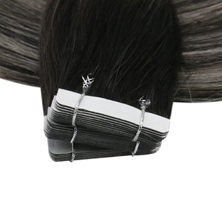 Professional Full Shine tape in hair extensions with virgin hair highlights add natural volume and dimension.