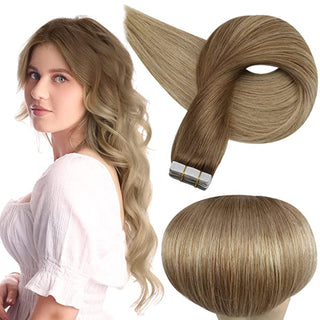 Full Shine Tape in Hair Extensions Remy Human Hair Balayage Ombre (#10/14)