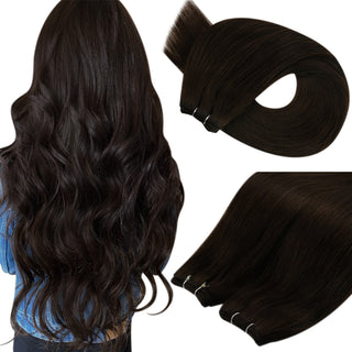 Full Shine Virgin Weft Brazilian 100% Human Hair Sew In Bundles Dark Brown (#4)-Regular Virgin Hair Weft-Full Shine