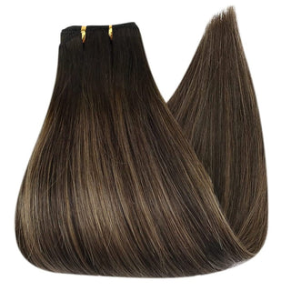 brown highlights weft hair extensions