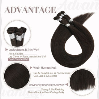 hand tied extension wefts 100% human hair virgin quality can last 6-12 months
