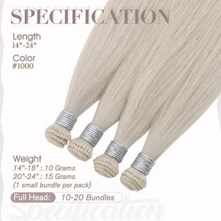 16 inch hand tied extension 100% virgin hair sew in extensions blonde human hair extensions