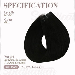 Full Shine black Brazilian virgin hair weft extensions, silky human hair for smooth natural salon finish.