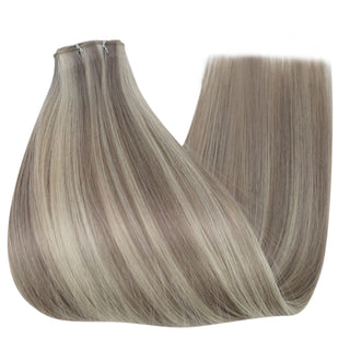 Full Shine Virgin Hair Genius Weft Extensions, Balayage Blonde Highlights, Hybrid Weft Hair Extensions, Sew-In Weft Hair, Seamless Hair Weft, Premium Hair Weft, Soft Thick Hair, Professional Salon Hair Extensions, Luxurious Natural Hair